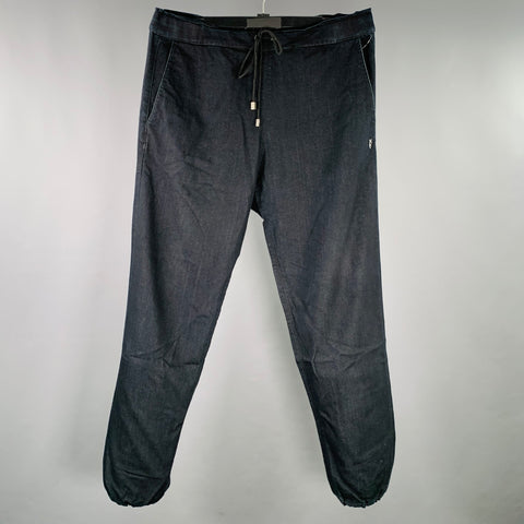 GENETIC DENIM Size M The Benji Black Overdyed Indigo Rayon Cotton Drawstring Casual Pants