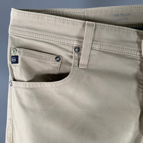 ADRIANO GOLDSCHMIED Size 34 Cream Contrast Stitch Cotton Blend Casual Pants