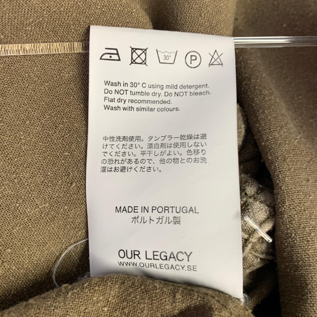 OUR LEGACY Size M Khaki Silk One Pocket Long Sleeve Shirt