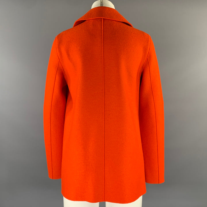 HARRIS WHARF LONDON Size M Orange Wool Textured Double Breasted Jacket