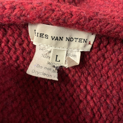 DRIES VAN NOTEN Size L Red Knit Merino Wool Knit Pullover