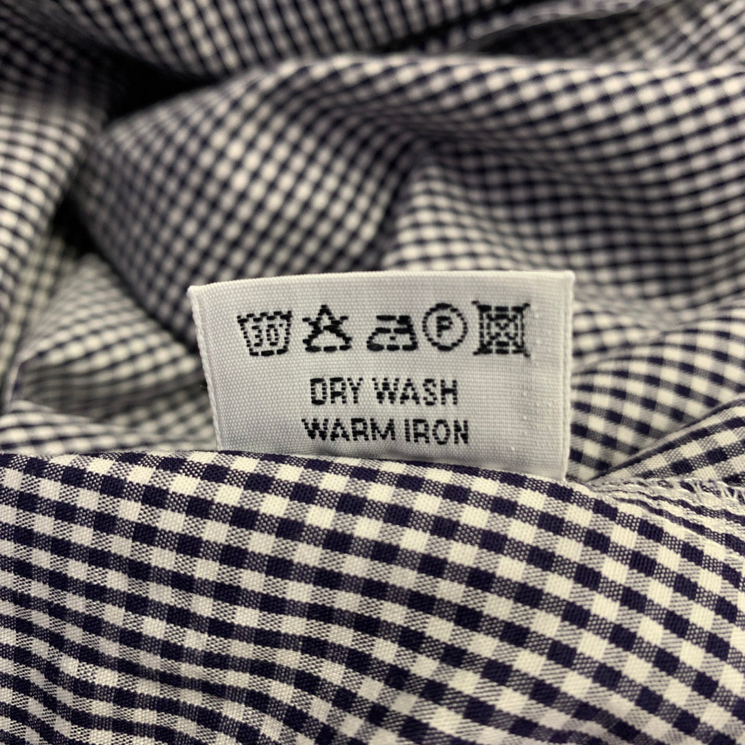ALESSANDRO GHERARDESCHI Size M Black White Checkered Cotton Raw Edge Trim Short Sleeve Shirt