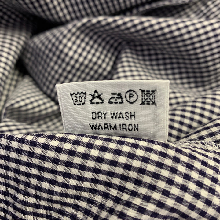 ALESSANDRO GHERARDESCHI Size M Black White Checkered Cotton Raw Edge Trim Short Sleeve Shirt