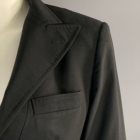 DOLCE & GABBANA Size 6 Black Wool Blend Leopard Blazer Jacket (Indoor) / Blazer