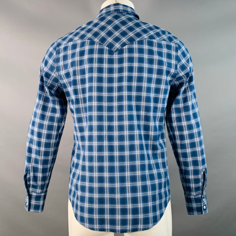 LEVI STRAUSS Size S Blue White Plaid Cotton Western Long Sleeve Shirt