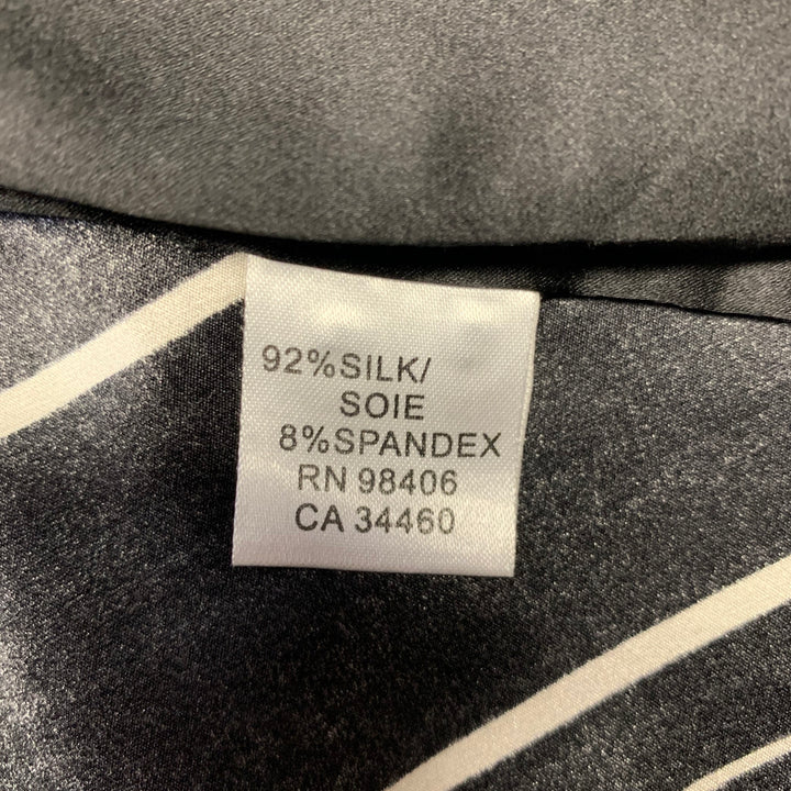 THEORY Size S Black Stripe Silk Blend Button Up Long Sleeve Shirt