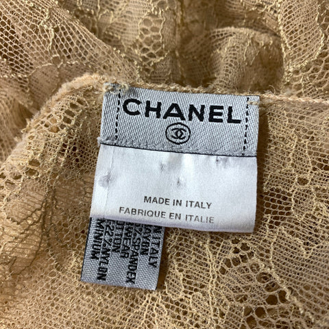 CHANEL Size 6 Beige Tan Rayon Blend Lace See Through Casual Top