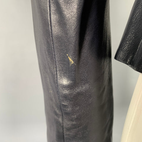RALPH LAUREN Size 6 Navy Lambskin Leather Peplum Jacket