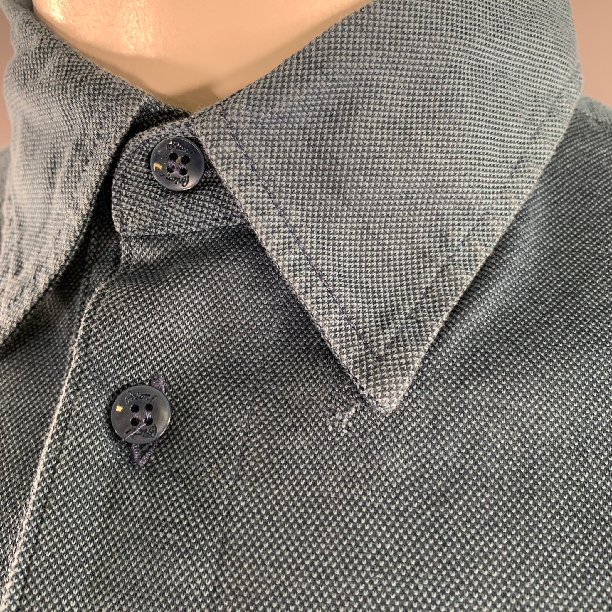 BRIONI Size XL Blue Textured Cotton Polo – Sui Generis Designer