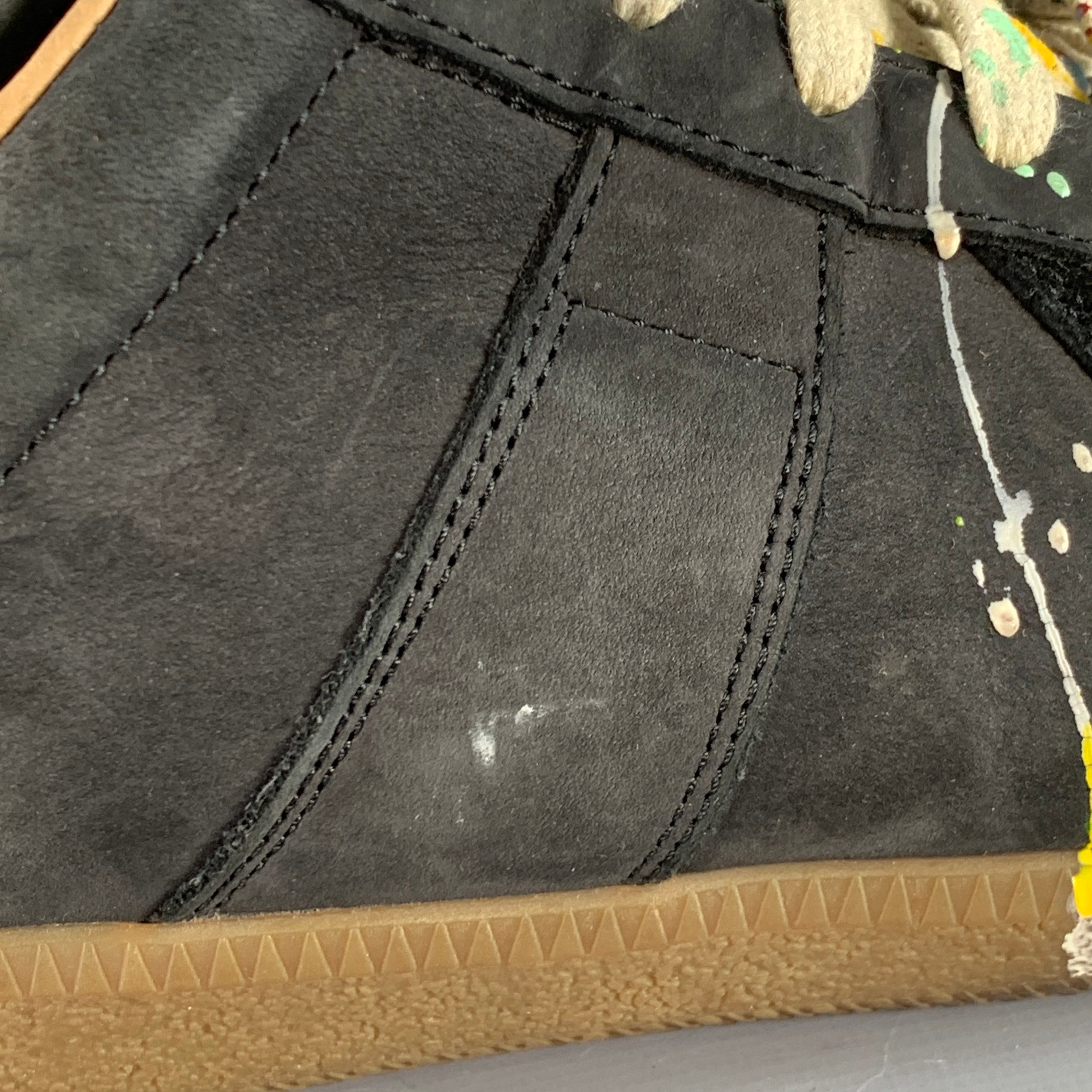 MAISON MARGIELA Size 9.5 Black Multi Color Lambskin Suede Paint