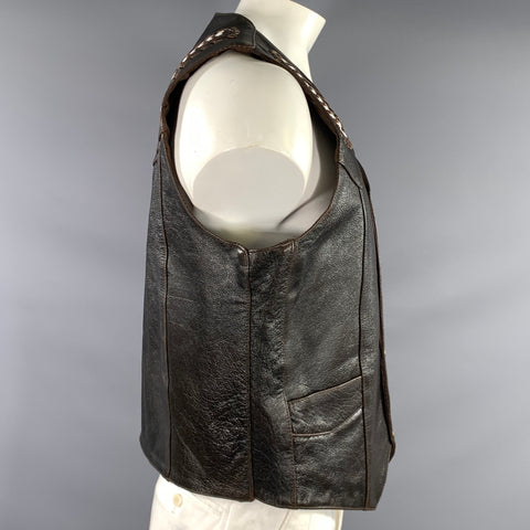 LEATHER GALLERY Chest Size L Size L Brown Chocolate Beaded Leather Vest