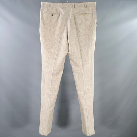 CANALI Size 37 Grey Taupe Wool Blend Flat Front Dress Pants