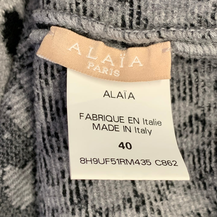 ALAIA Size 8 Grey Black Viscose Blend Animal Print Sweater