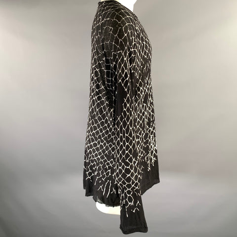 HAIDER ACKERMANN Size S Black White Print Raglan Pullover