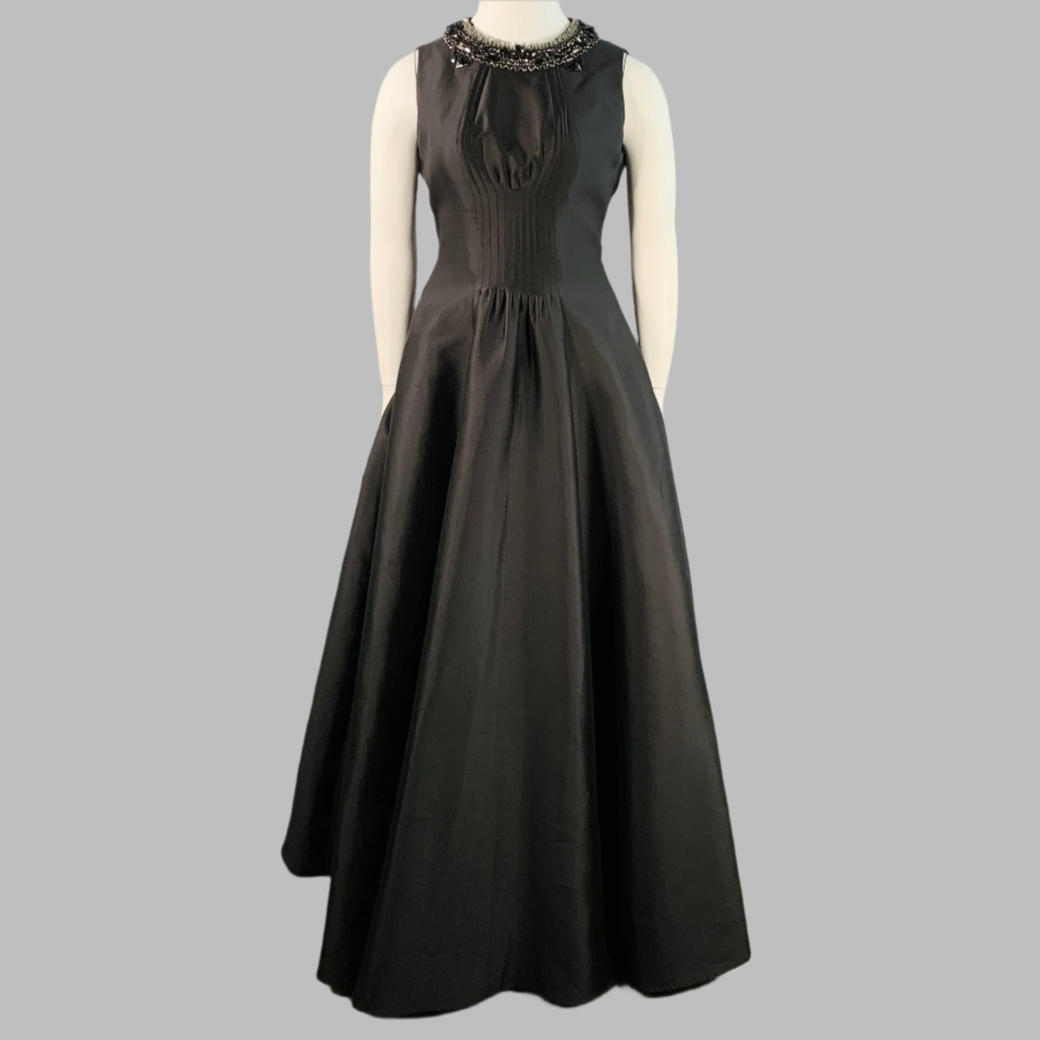 RACHEL GILBERT Size 12 Black Silk Cotton Rhinestone Collar