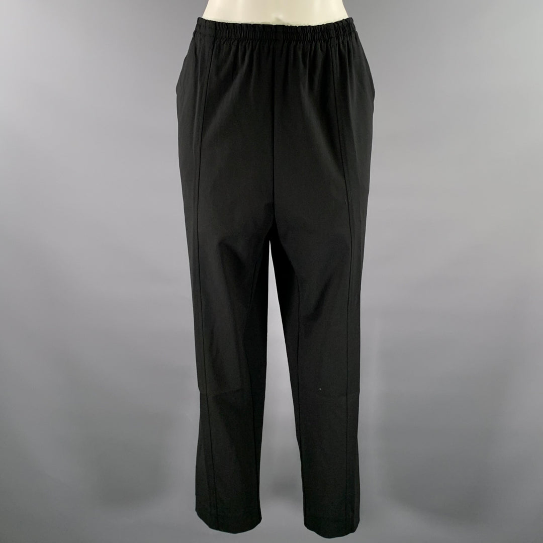 ESKANDAR Size XL Black Wool Elastane Pants