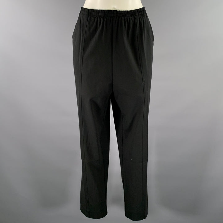 ESKANDAR Size XL Black Wool Elastane Pants