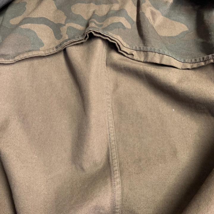 RALPH LAUREN Size L Brown Black Camouflage Cotton Epaulets Utility Jacket
