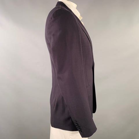 PAUL SMITH Taille L Noir Laine Revers Cranté Veste Sport