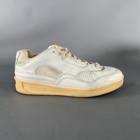 JIL SANDER Size 8 White Leather Lace Up Sneakers