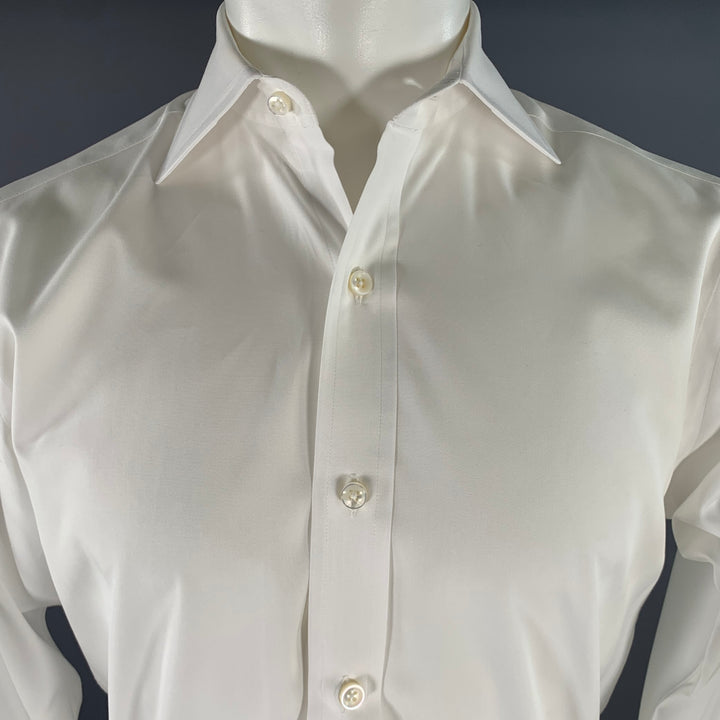 HAMILTON Size S White Cotton Spread Collar Long Sleeve Shirt
