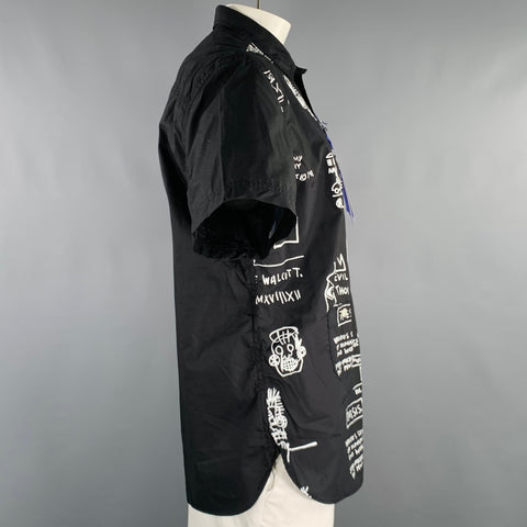 JUNYA WATANABE 2022 Size XL Black White Basquiat Graphic Cotton Short Sleeve Shirt