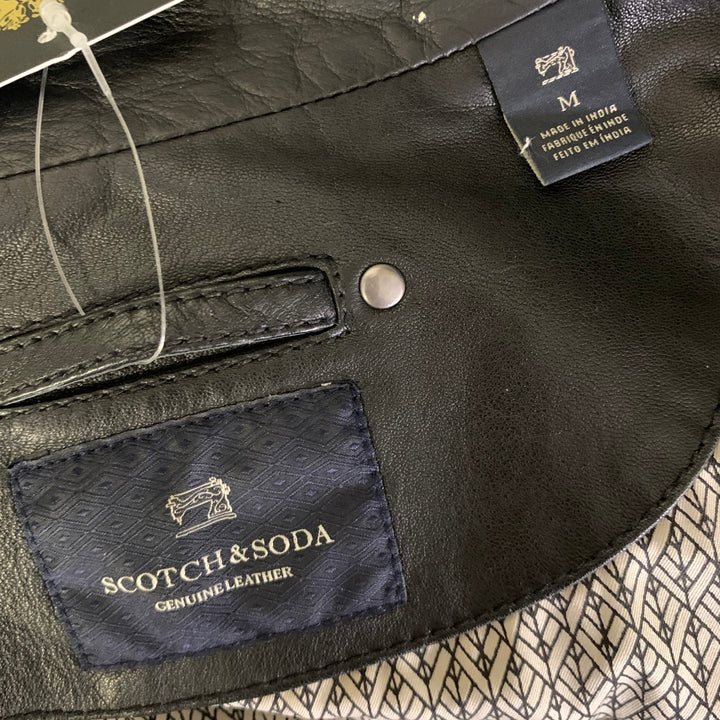 SCOTCH AND SODA Size M Black Leather Moto Racer Jacket