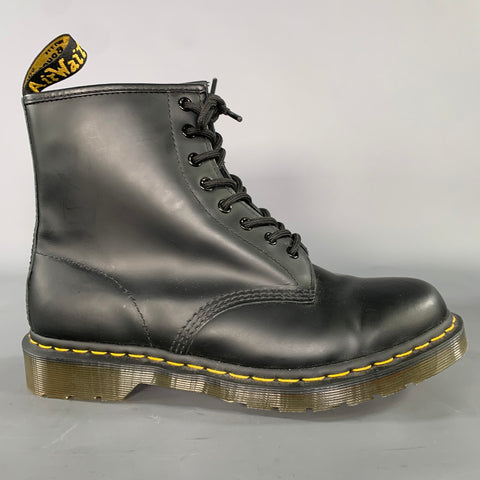 DR. MARTENS Size 10 Black Shimmery Leather Ankle Boots