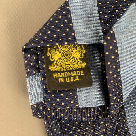 OXXFORD CLOTHES Navy Blue Diagonal Stripe Silk Tie