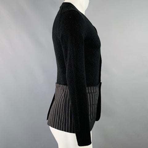 COMME des GARCONS Size XS Black Grey Contrast Trim Acrylic Wool Cardigan