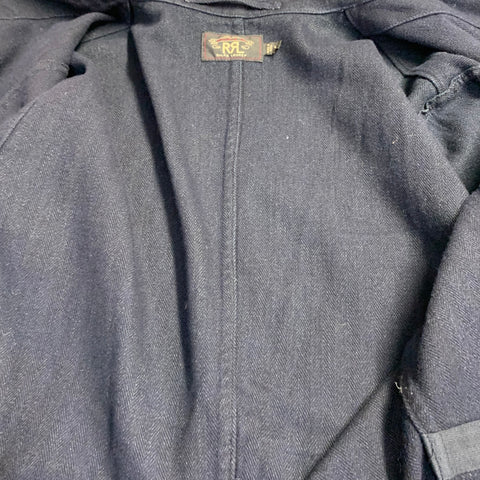RRL by RALPH LAUREN Size L Navy Herringbone Cotton Blend Notch Lapel Jacket