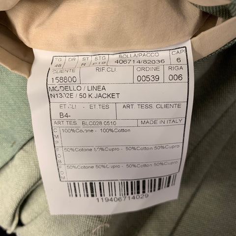 BOGLIOLI Size 36 Green Woven Cotton Notch Lapel Sport Coat
