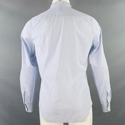 PRADA Size S Blue White Abstract Stars Cotton Button Up Long Sleeve Shirt