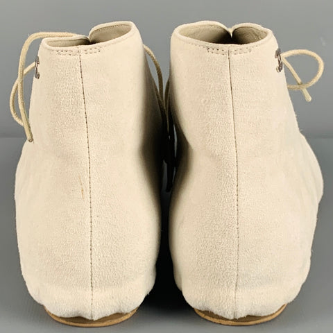 CHANEL Talla 5 Botas con cordones y puntera de ante gris y negro