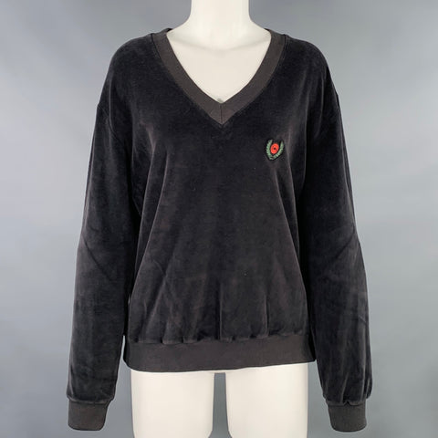 SEASON 5 Size S Black Cotton Blend Embroidered V-Neck Pullover
