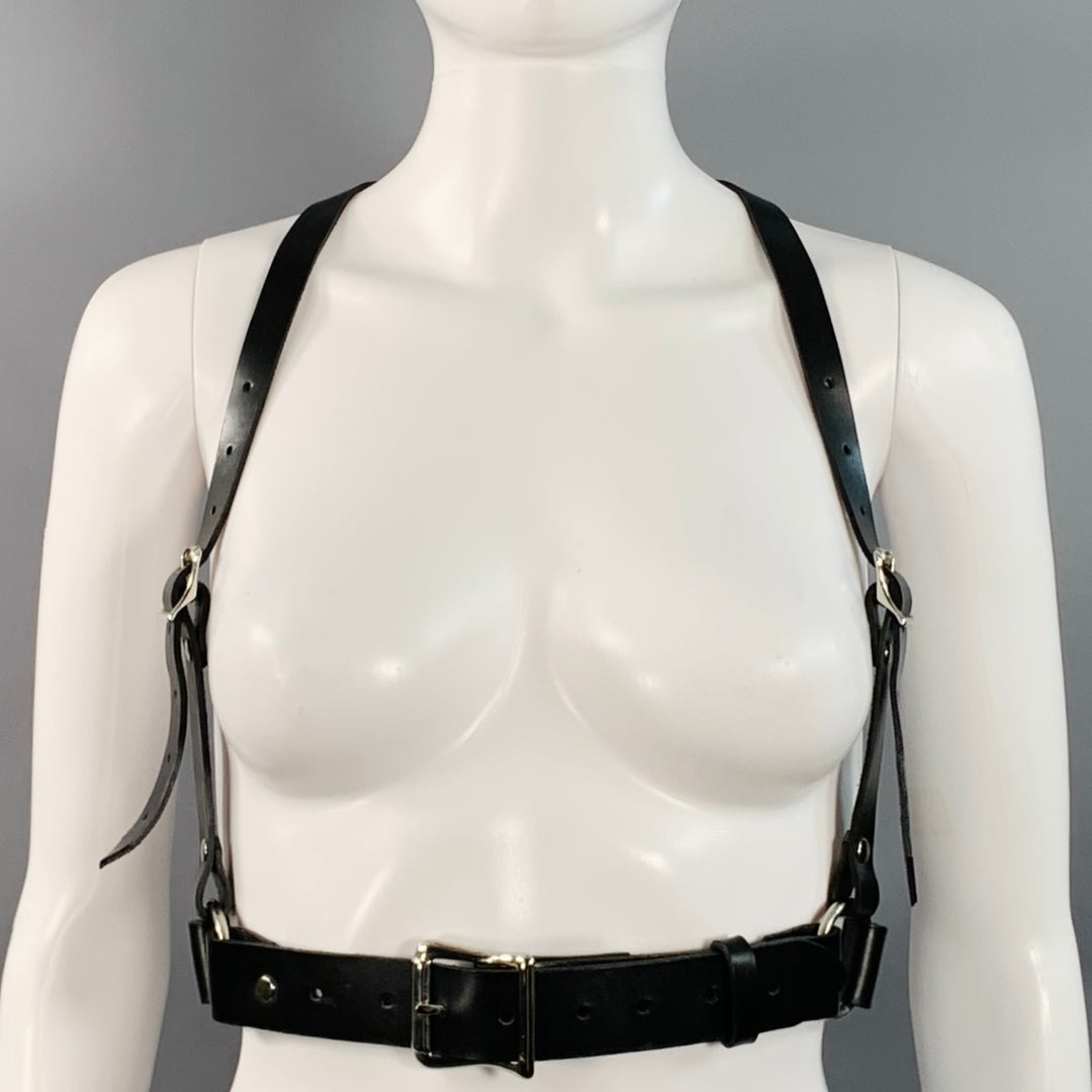 ZANA BAYNE Size S Black Leather Harness Vest Belt