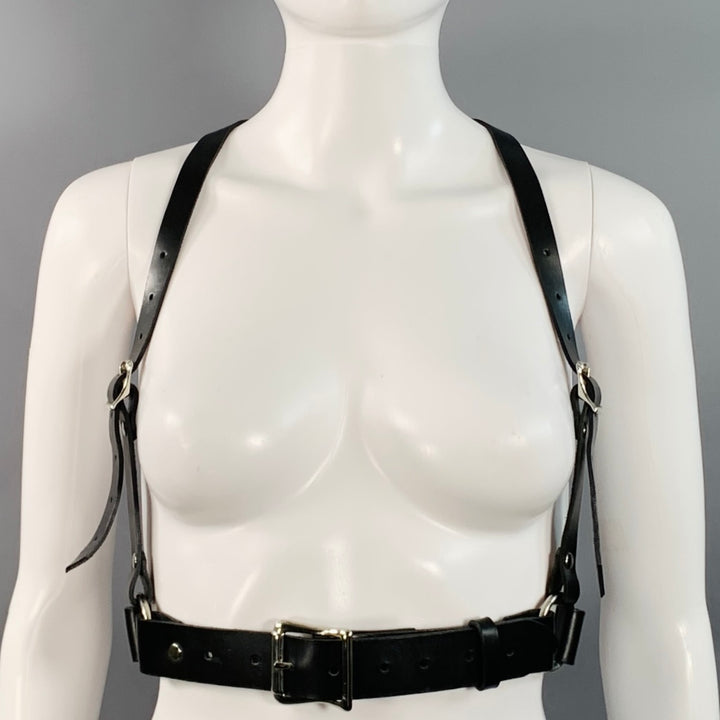 ZANA BAYNE Size S Black Leather Harness Vest Belt