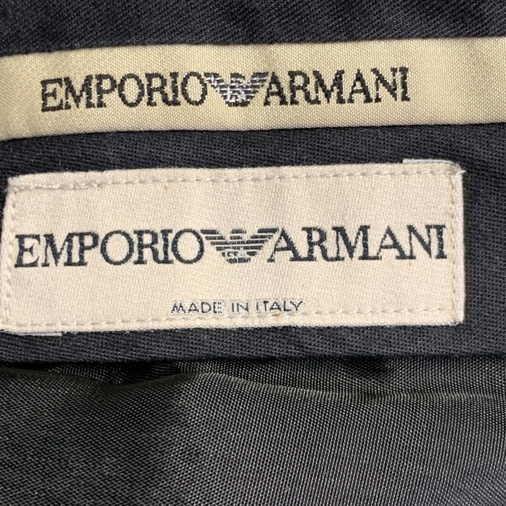 EMPORIO ARMANI Size 40 Regular Black White Chevron Virgin Wool Notch Lapel Suit