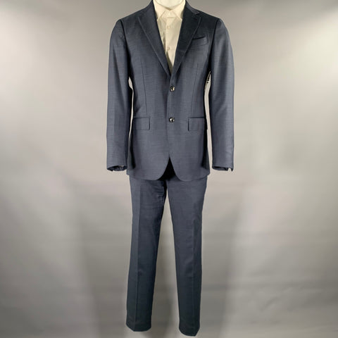 ERMENEGILDO ZEGNA Size 38 Navy Heather Wool Notch Lapel Suit