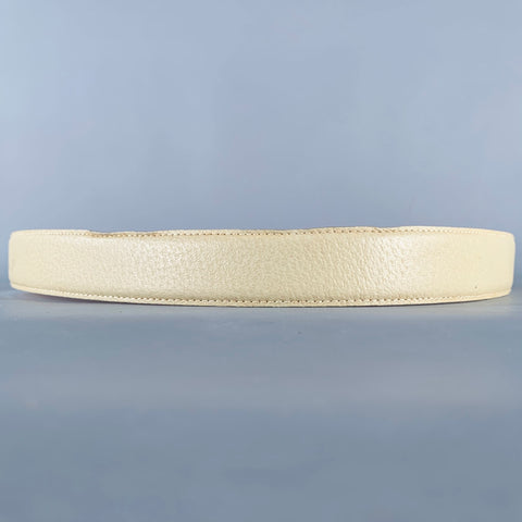 GUCCI Size 36 Beige Silver Leather Belt