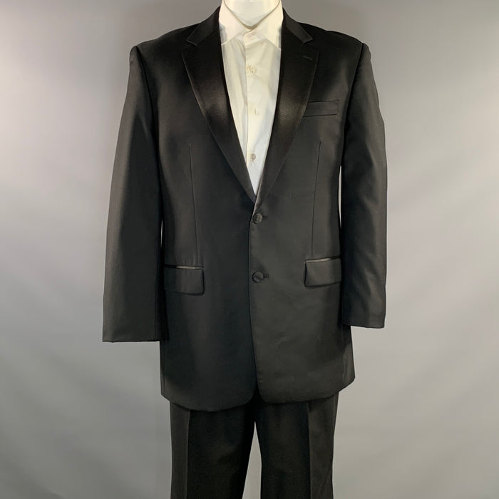 CALVIN KLEIN Chest Size 42 Black Wool Notch Lapel 36 32 Tuxedo