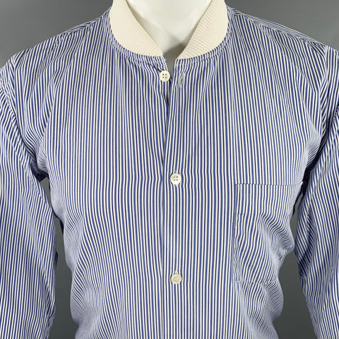COMME des GARCONS Size M Blue White Stripe Cotton Long Sleeve Shirt