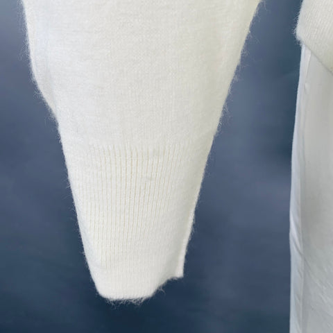 I.MAGNIN Size XL Cream Knit Acrylic V-Neck Pullover