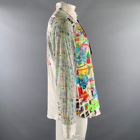 ROBERT GRAHAM Size XXL White Embroidery Cotton Long Sleeve Shirt