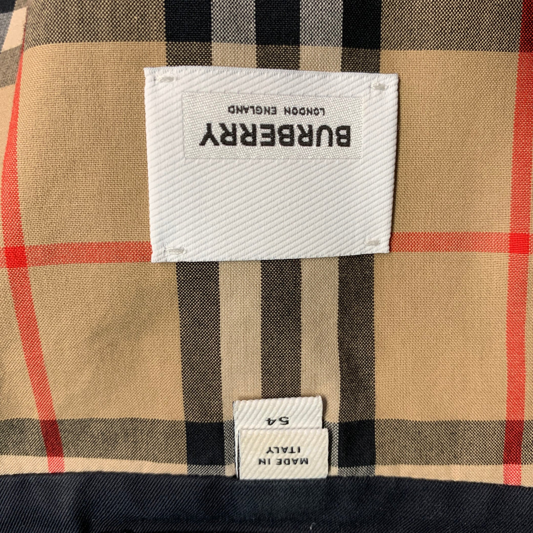 BURBERRY LONDON Size 44 Black Cotton Double Breasted Belted Trenchcoat