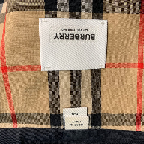 BURBERRY LONDON Size 44 Black Cotton Double Breasted Belted Trenchcoat