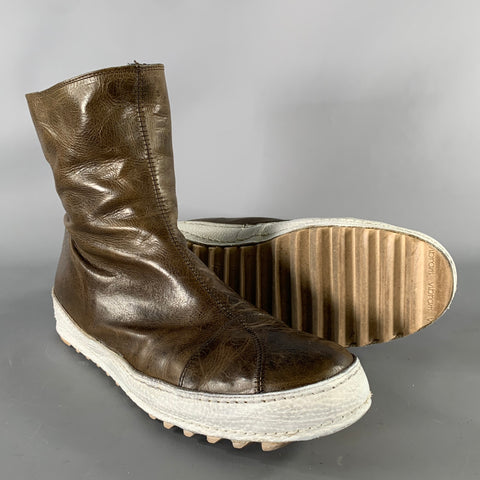 SEI OTTO Size 10 Brown White Crackled Leather Winter Boots