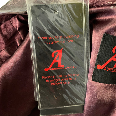 ADRIENNE LANDAU Size L Burgundy Suede Sequined Suede Cape