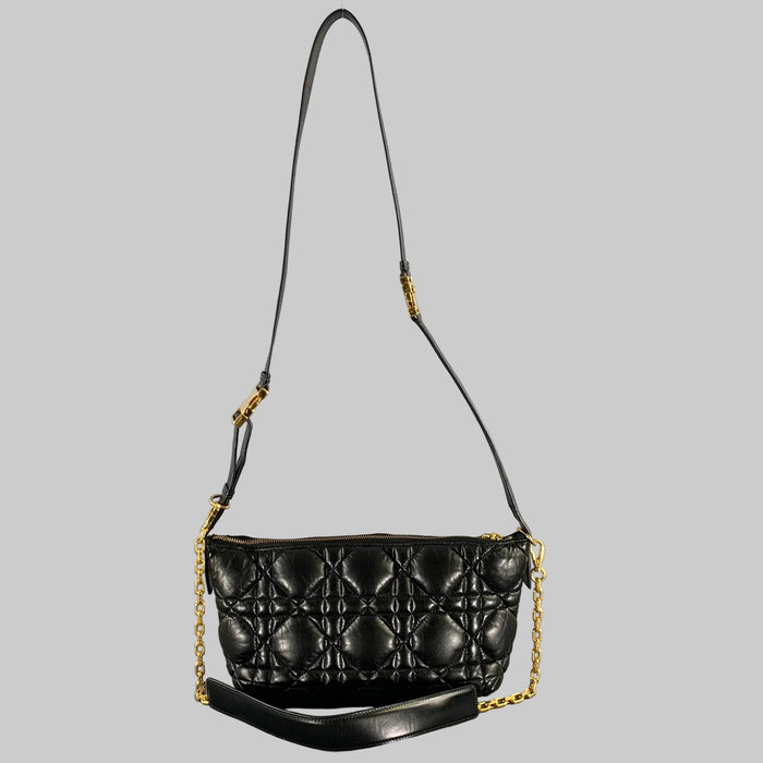 Sac CHRISTIAN DIOR en cuir et métal cannage noir et doré