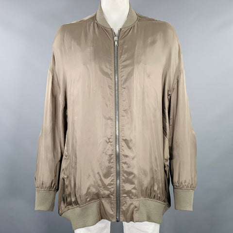 RICK OWENS Size 44 Khaki Cupro Bomber Jacket